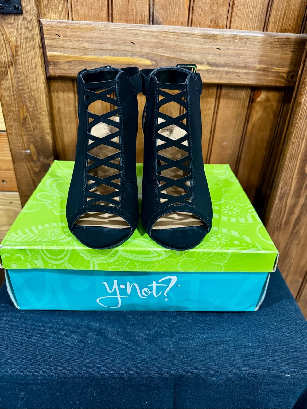 Black Peep-Toe Lace-Up Women’s Ankle Booties